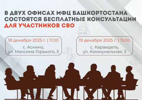 В Башкирии бесплатные консультации для участников СВО пройдут в двух МФЦ региона
