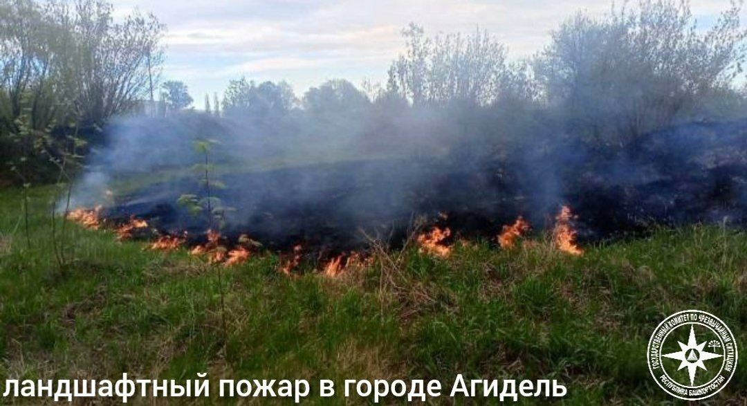 Ландшафтный пожар в городе Агидель и Кармаскалинском районе.