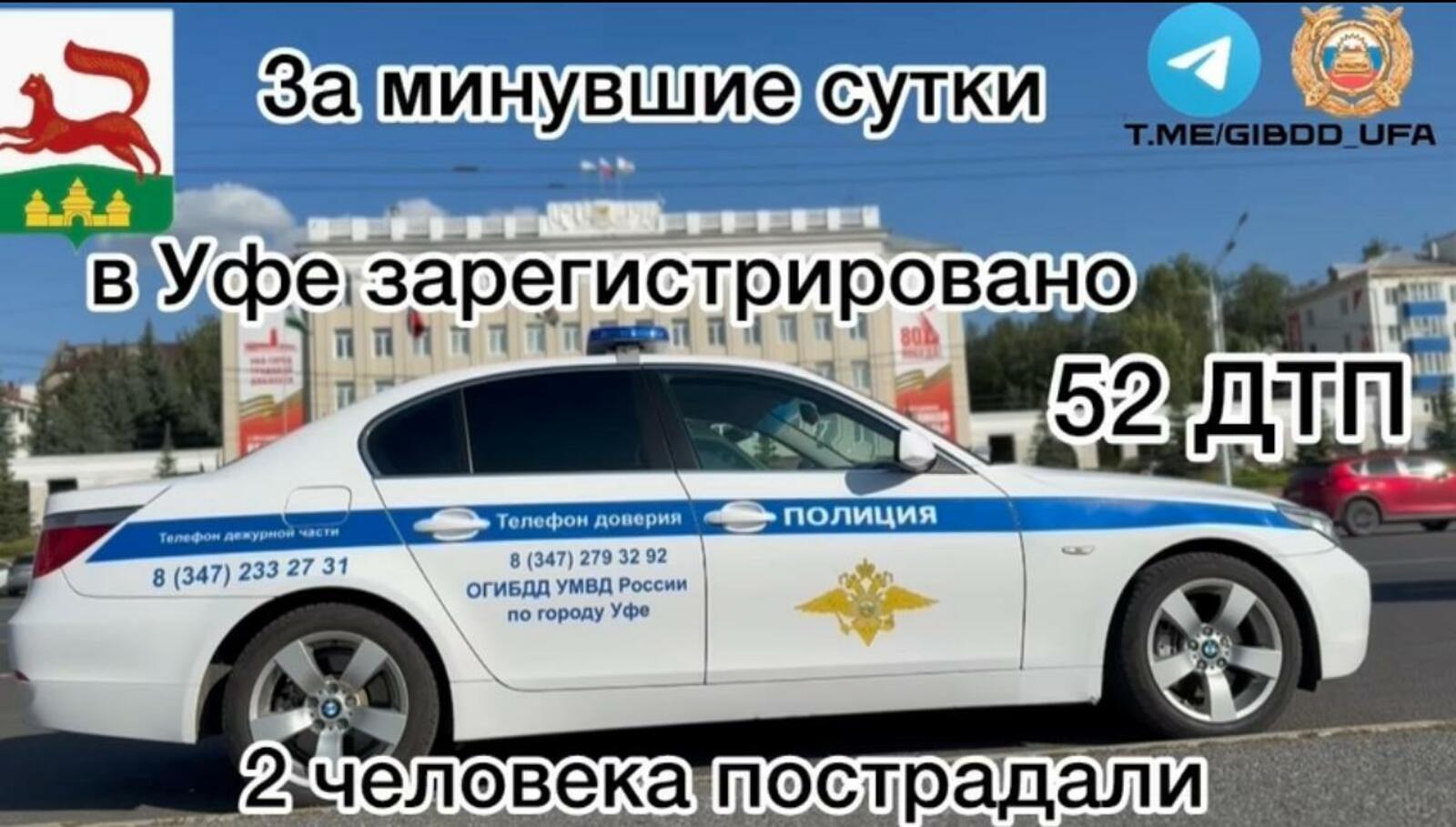За сутки в Уфе зафиксировано 52 ДТП