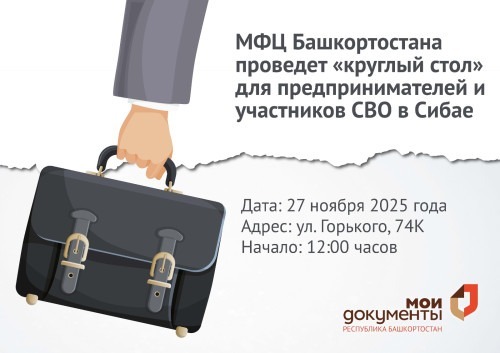 МФЦ Башкортостана проведет круглый стол для предпринимателей и участников СВО